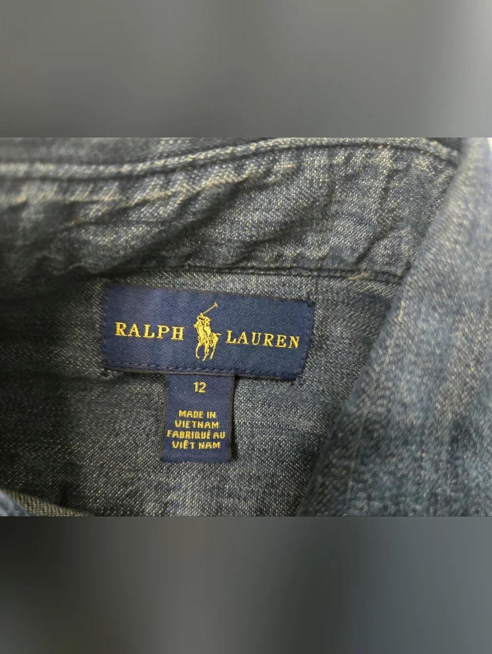 Ralph Lauren Button Up Collared Girl's Jean Dress 12